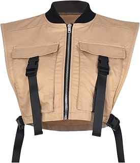 Womens Cropped Cargo Vest Sleeveless Zip Up Bubble Streetwear