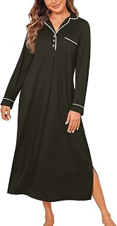 Ekouaer Long Sleeves Nightgowns for Women Button Down Night Gown