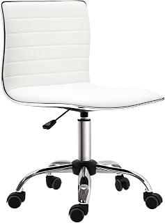 HOMCOM Armless Desk Task Chair Mid-back Computer Office Chair White