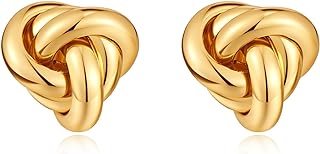 Chunky Gold/Silver Earrings Large Knot Earrings Love Knot Stud Earrings Geometric Dangle Drop Earrings for Women Gift