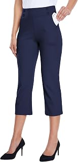 Willit Womens Capri Pants Yoga Work Casual Straight Leg Office Trousers 21"