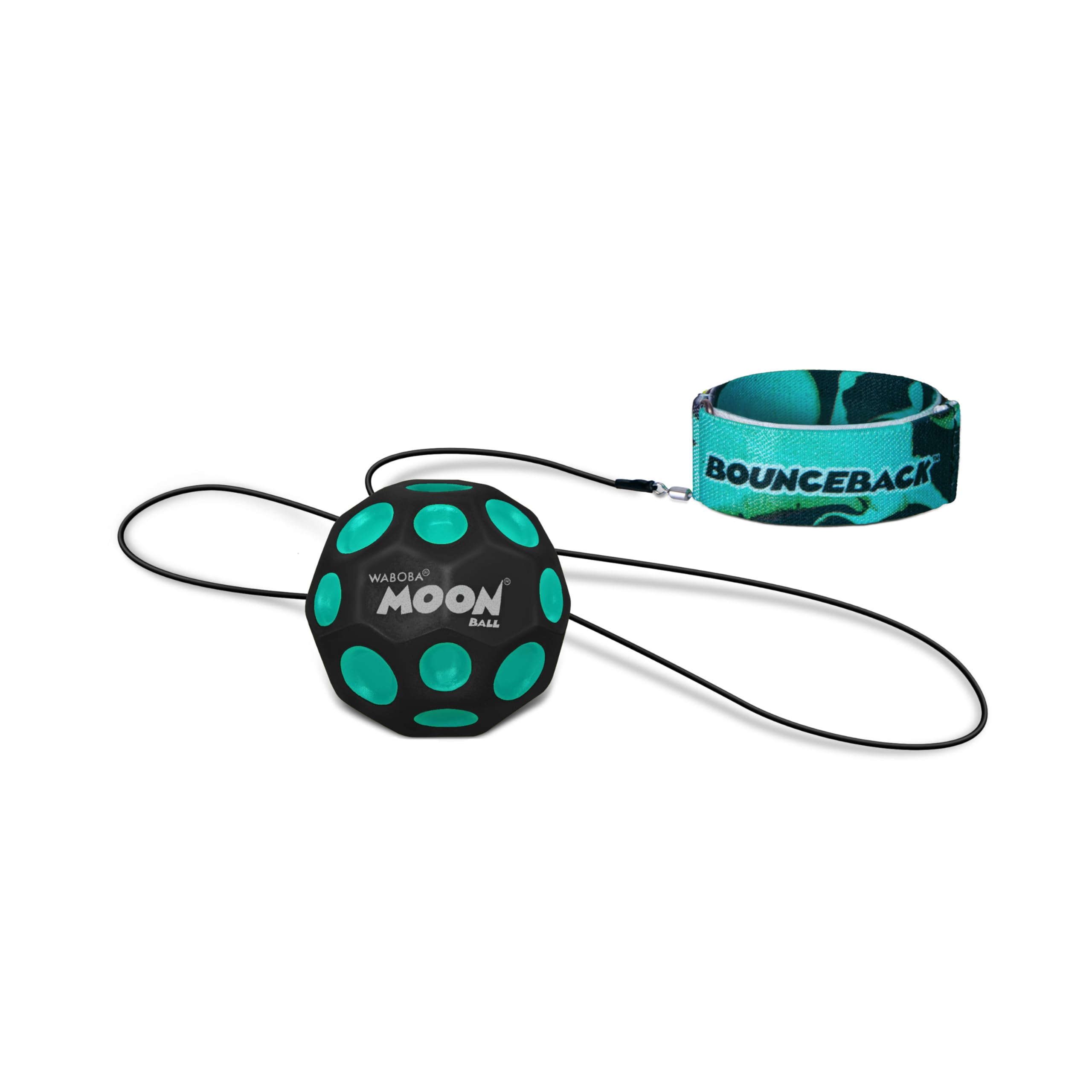 Waboba Bounceback Returning Black and Blue Moon Ball Hyper Bouncy Balls | Extrem