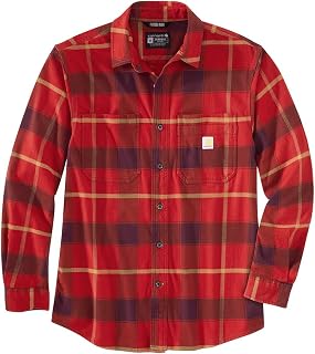 Carhartt Rugged Flex Relaxed Fit Midweight Flannel Long-Sleeve Plaid Shirt with Long Sleeves in Medium Weight Durable and Flexible Men's Flannel