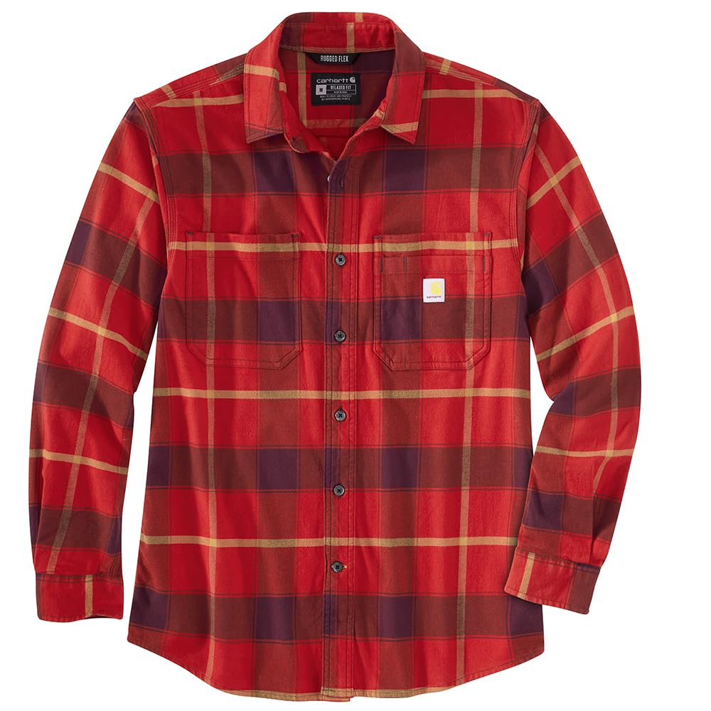 Carhartt Rugged Flex Relaxed Fit Midweight Flannel Long-Sleeve Plaid Shirt with 