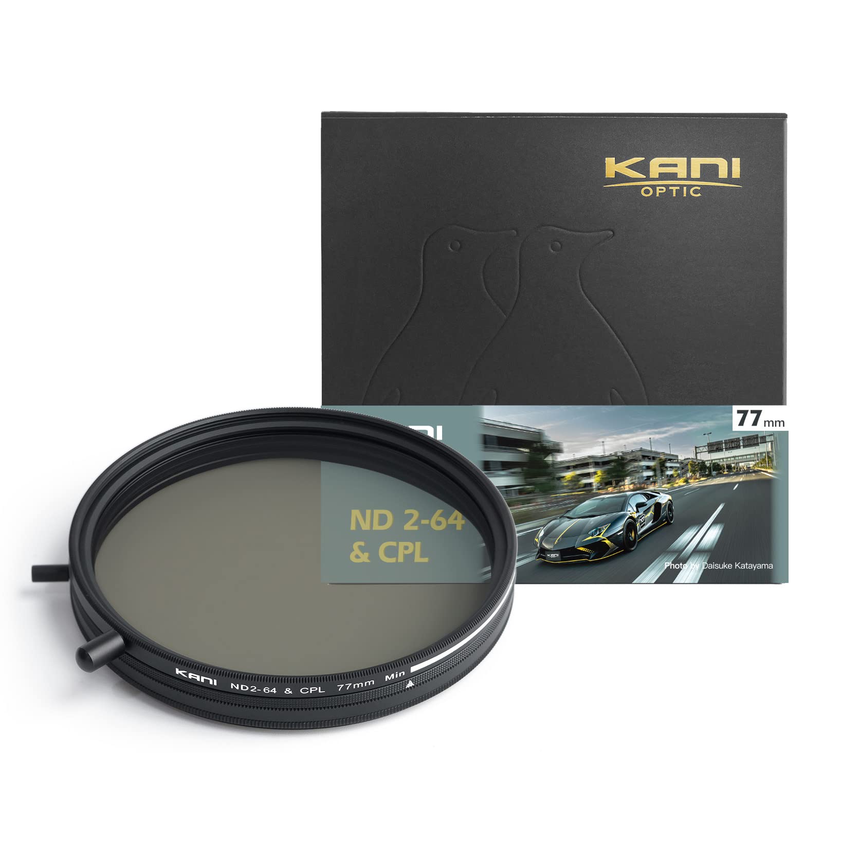 KANI 77mm Variable ND Filter ND2-64+CPL, Maximum Light Reduction of 6 Stops, Mul