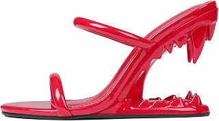 Goiphrri Wedge Sandals for Women Strappy Heels Metallic Shark Teeth