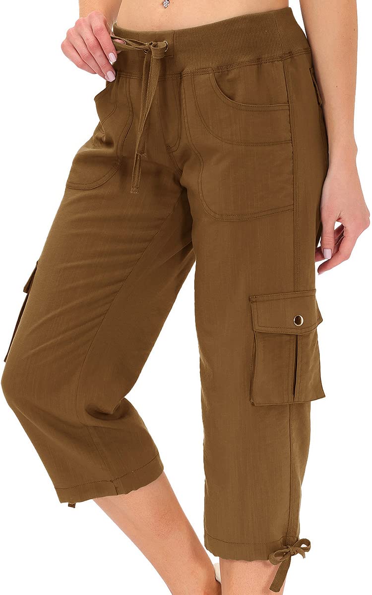MoFiz Women's Capris with Pockets Loose Fit Casual Capris Pants Capris Pants Ele