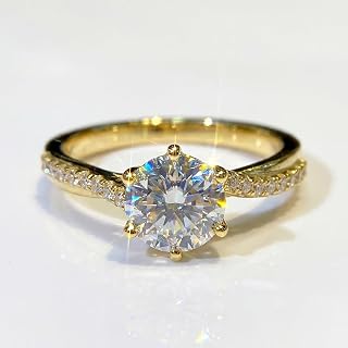925 Silver Synthetic Moissanite Ring 1 Carat Silver Twisted Band 6 Prong Ring Engagement Holiday Gift Fine Jewelry Gift Early Fashion Trends