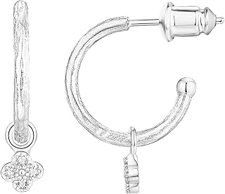 PAVOI 14K Gold Plated Motif Huggie Hoop Earrings for Women, Dangle Charms