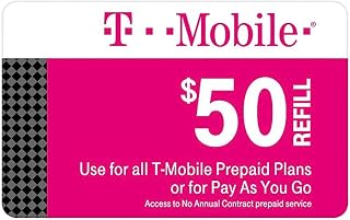 T-mobile $50 Prepaid Refill Card Monthly Plan / Pay As You Go No Annual Contract (Mail Delivery)