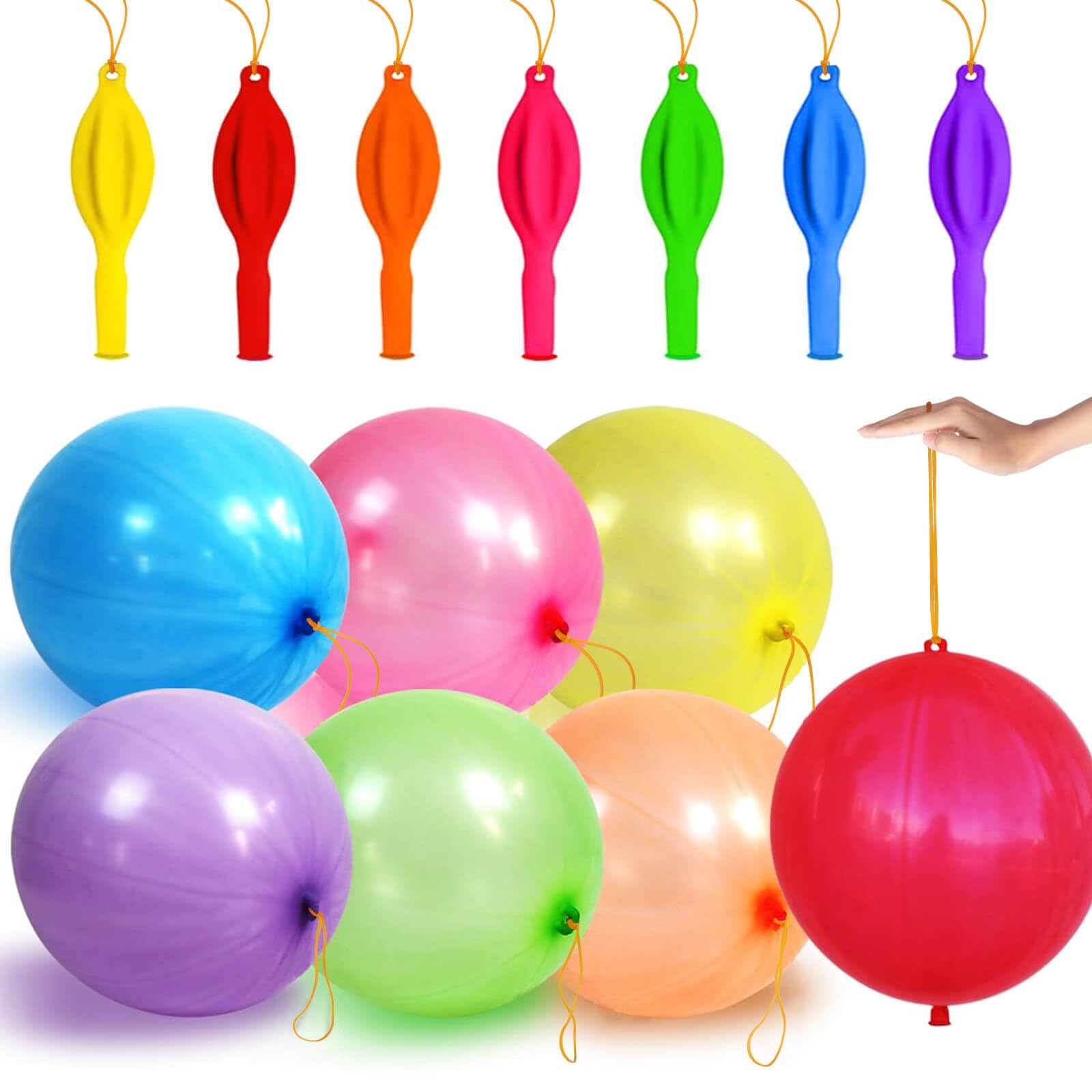 LEEZZIZZ 30Pcs Punch Balloons, Thickened Neon Punching Balloon Heavy Duty Party 