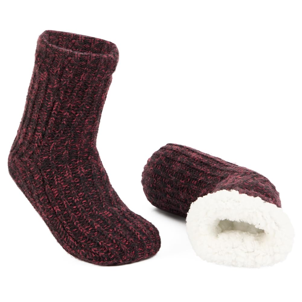 LEMZONE Men's Winter Fluffy Slipper Socks Non Slip Warm Socks with Grips