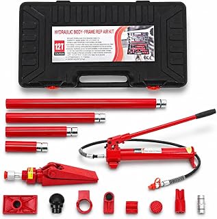 12 Ton Hydraulic Ram Porta Power Kit with 4.6ft Hose & Storage Case | 26455.44 LBS Capacity Auto Body Repair Tool for Car Truck Garage Frame Maintenance