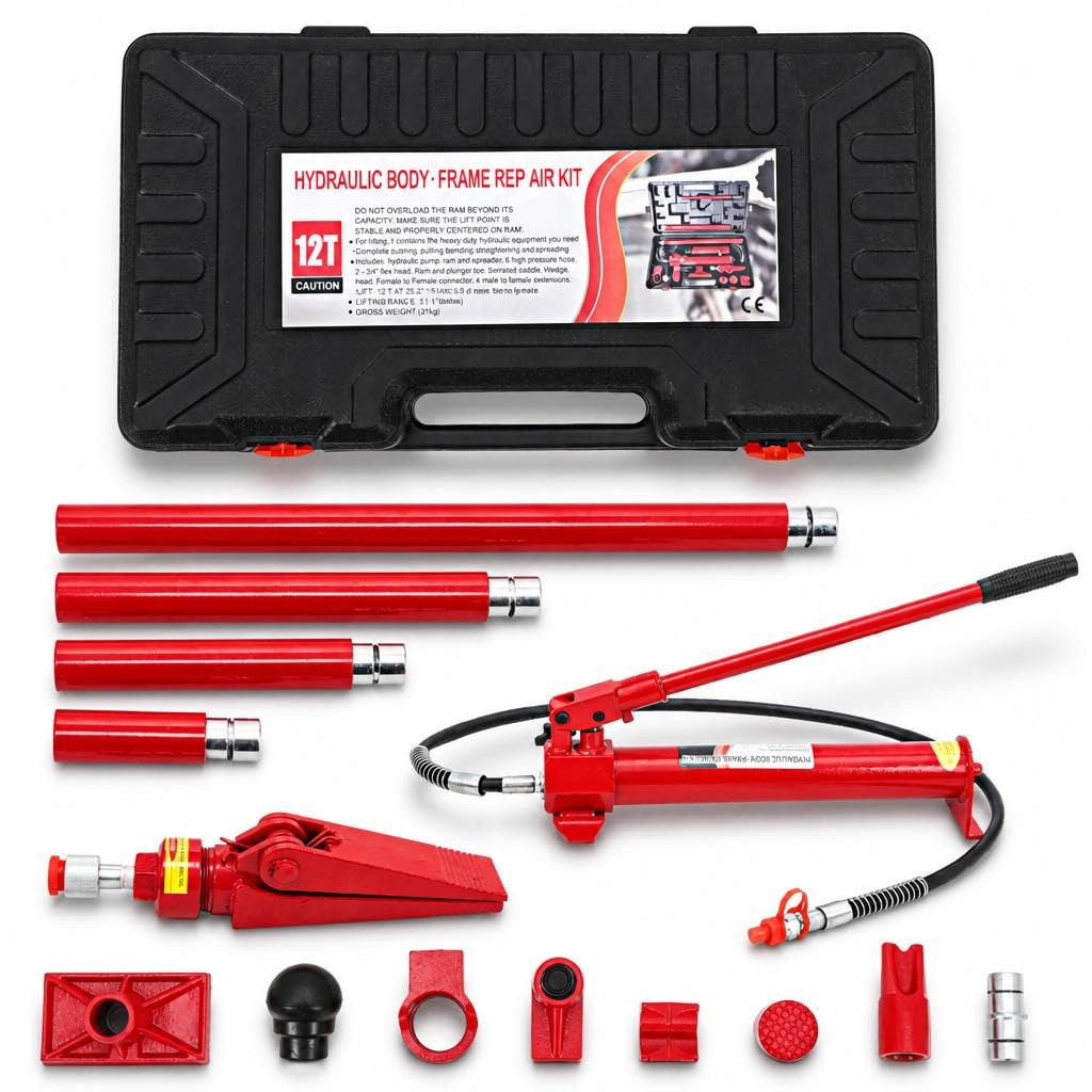 12 Ton Hydraulic Ram Porta Power Kit with 4.6ft Hose & Storage Case | 26455.44 L