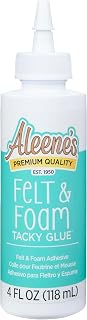 Aleene's Felt &amp; Foam Tacky Glue, Fast-Grab Craft Glue for Felt, Foam, Pom-Poms, Feathers &amp; DIY Crafts, Clear-Drying, 4 fl. oz.