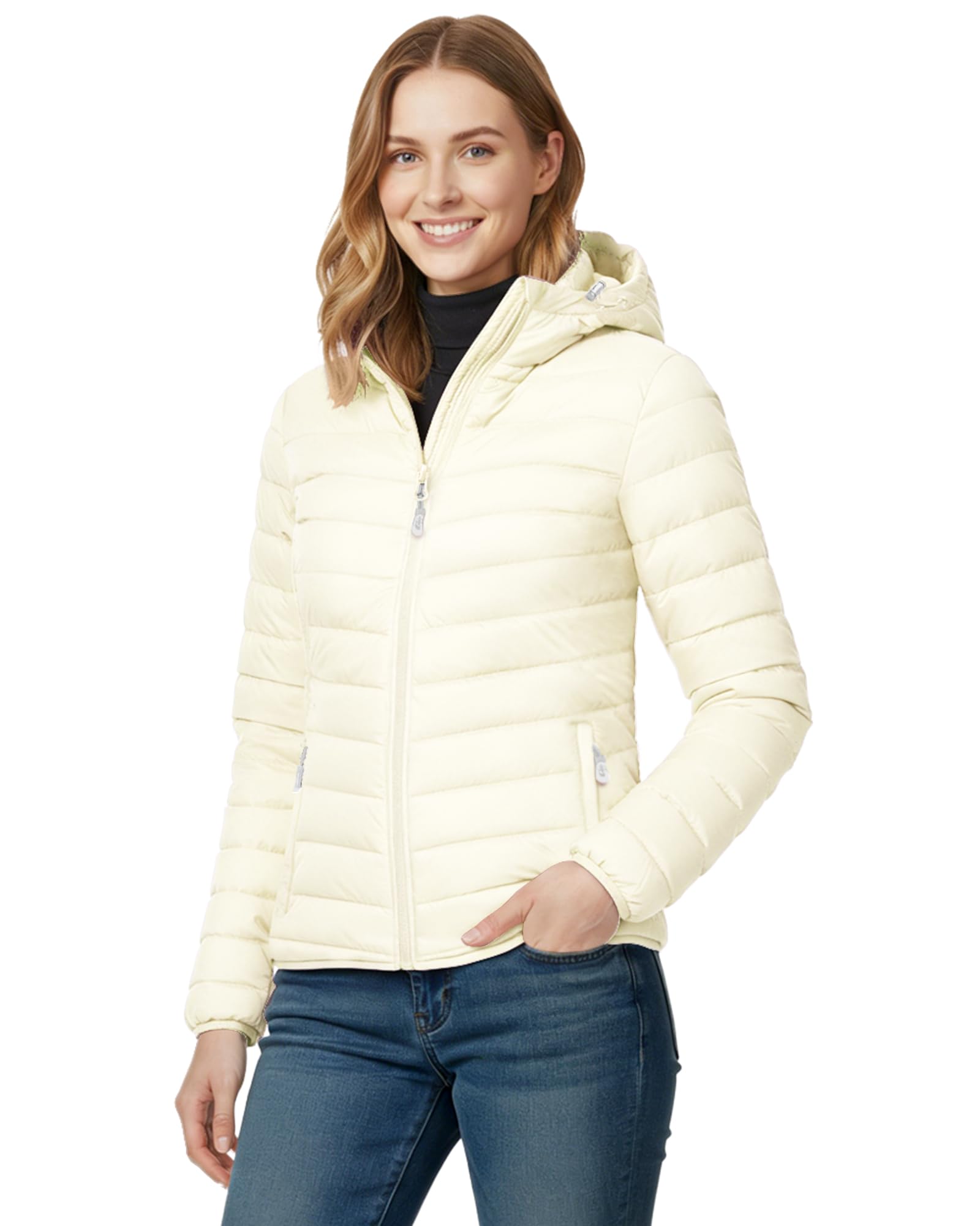 33,000ft Womens Lightweight Warm Quilted Hooded Puffer Jacket