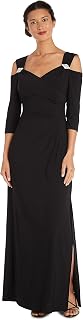 R&M Richards Womens Empire Waist Cold Shoulder with Sleeves Large