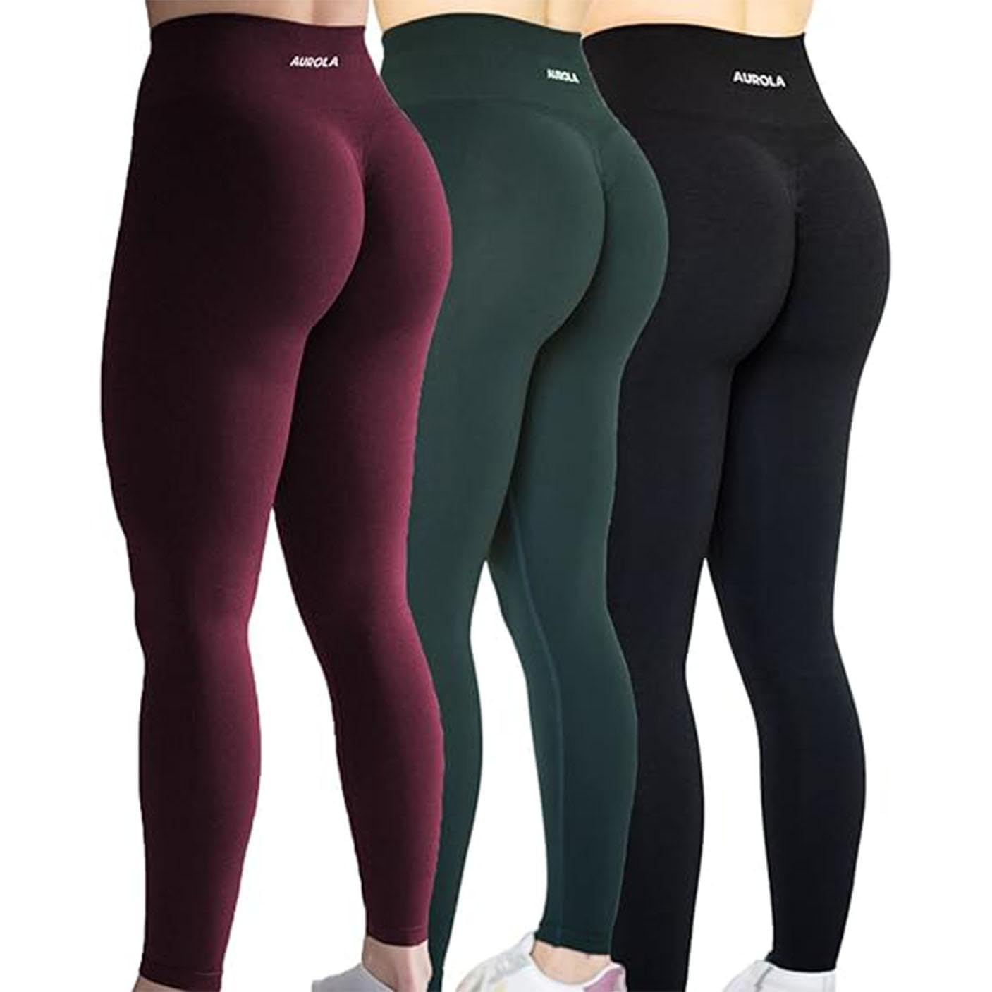 AUROLA Workout Leggings for Women Seamless Scrunch Tights Tummy Control Gym Fitn