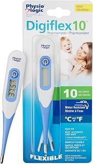 Physio Logic DigiFlex10 Oral Digital Thermometer, Fast 10-Second Reading | Flexible Tip, Waterproof, Oral, Rectal & Underarm Use, Memory Recall, Audible Signal