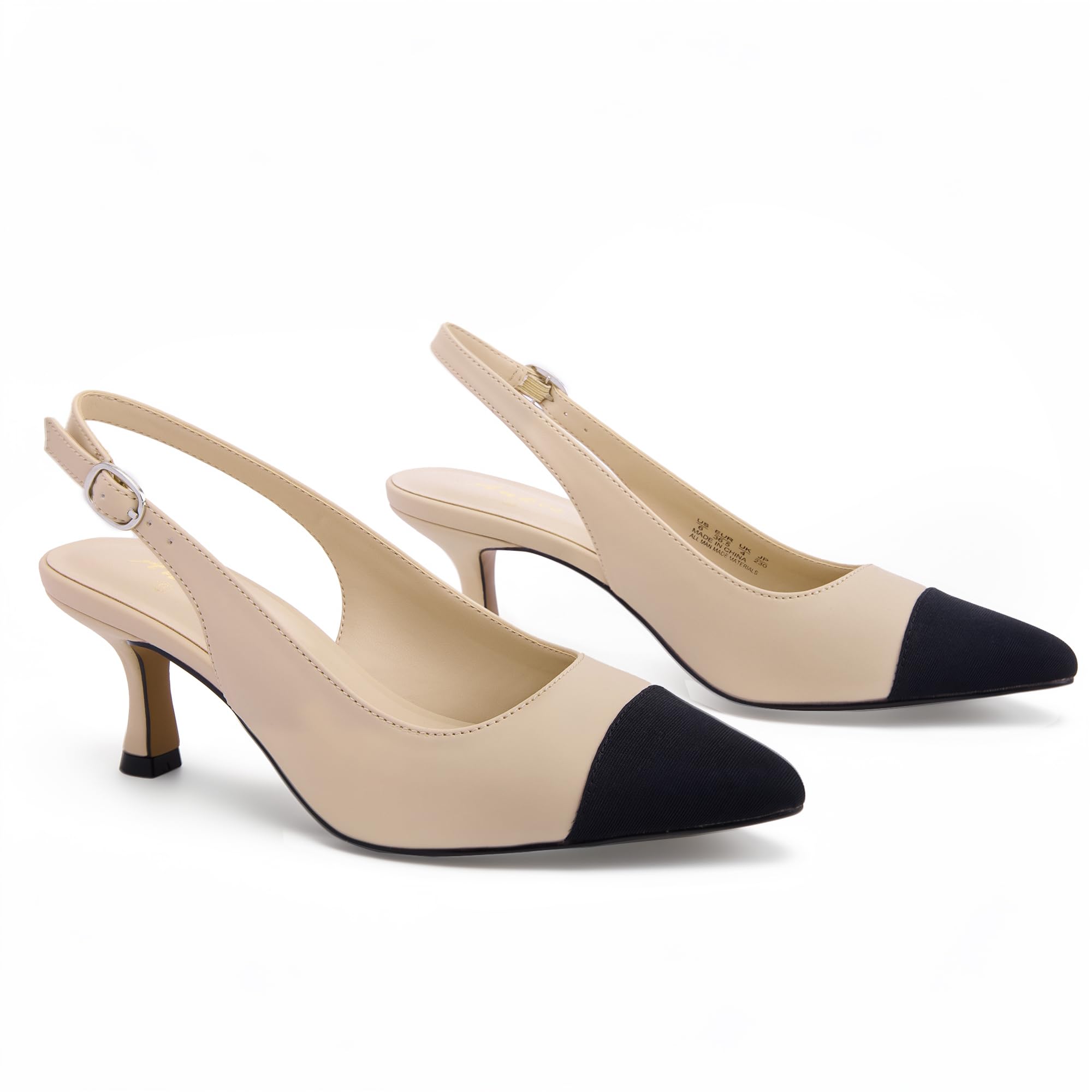 Ankis Women's Slingback Kitten Closed Heels Pointed Toe Pumps Dress Shoes Party 