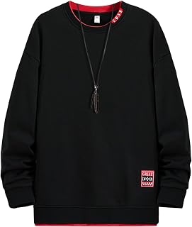 Bligo Men's Autumn Clothes, Sweatshirt, Large Size, L-8XL, Pullover, Long Sleeve, Round Collar, Layered, Casual, Solid, Big Silhouette, Layered-Style, Stylish, Loose, Drop, Long T-Shirt, Casual,