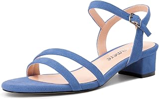 Castamere Women's Low Chunky Block Heel Kitten Heel Open Toe Cap Ankle Strap Slingback Sandals Prom Dress 3 cm Heels