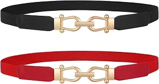 JASGOOD Women's black leather belt with metal pin buckle