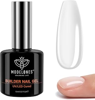 modelones Builder Nail Gel, 7-in-One Clear Builder for Nails, LED Cured | Color Rubber Base Gel Polish Coat Strengthener Thickening Extension Rhinestone Glue in a Bottle for DIY Home Salon