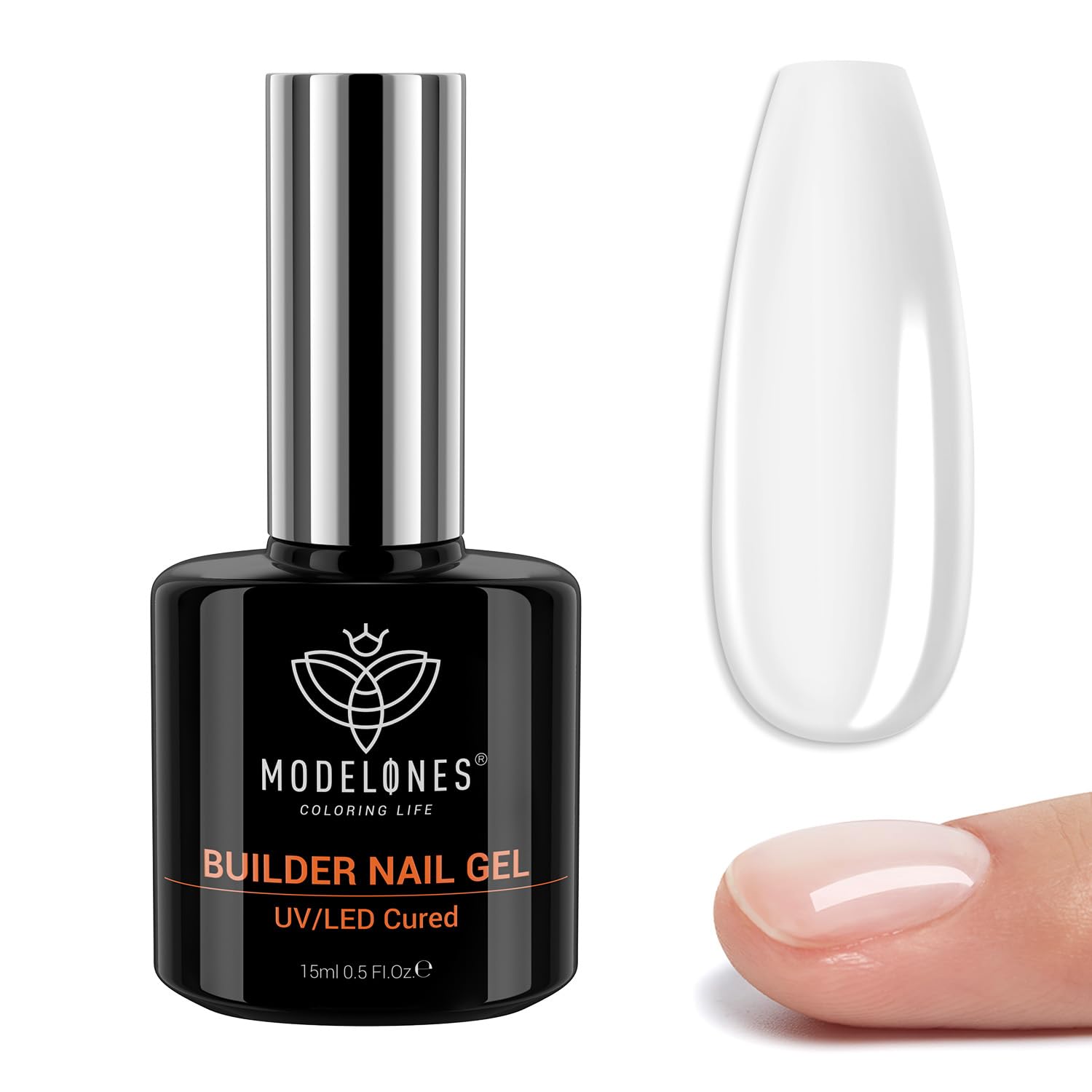 modelones Builder Nail Gel, 7-in-One Clear Builder for Nails, LED Cured | Color 