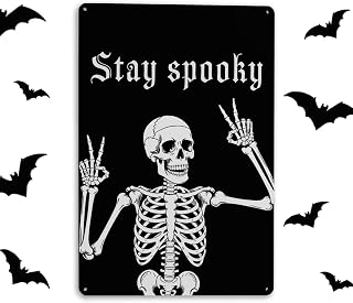 Funny Halloween Skull Gothic Tin Sign Home Decor Gothic Bedroom Office Skeleton Wall Decor Halloween Gothic Gifts for Women