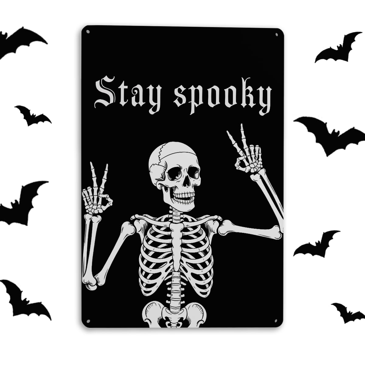 Funny Halloween Skull Gothic Tin Sign Home Decor Gothic Bedroom Office Skeleton 