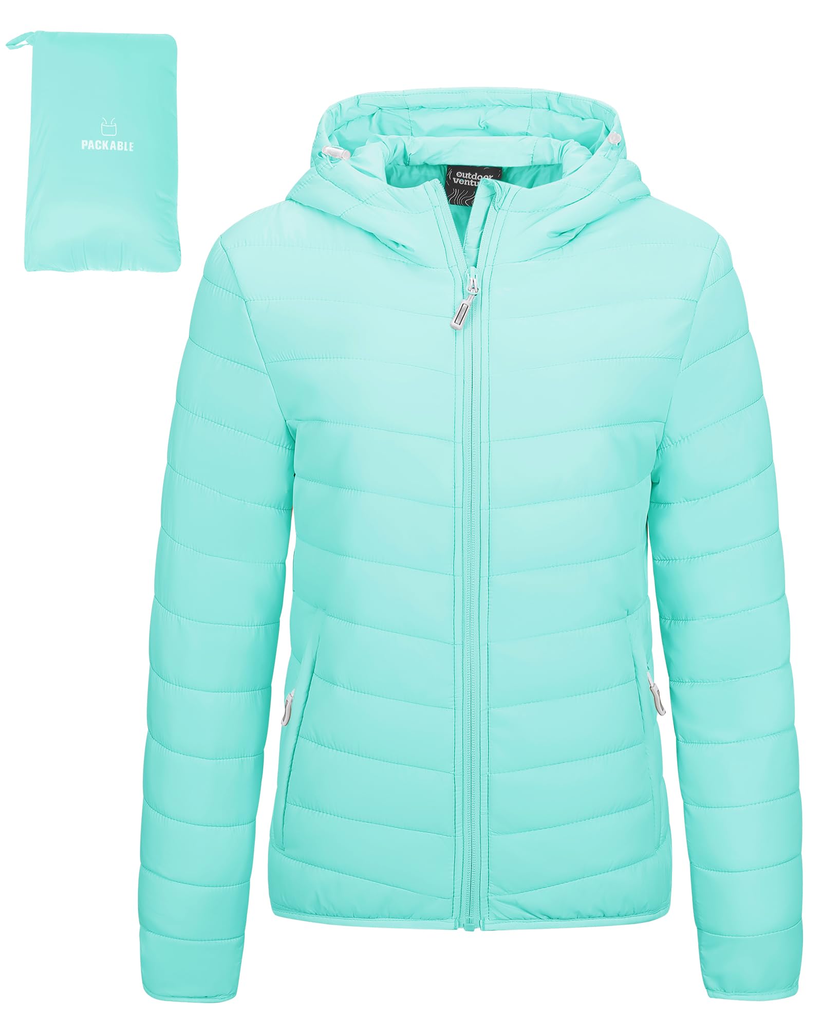 Outdoor Ventures Women's Packable Hooded Puffer Jacket Quilted Jacket