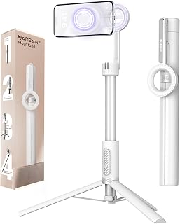 KraftGeek Magnetic Phone Tripod for iPhone, 64" Selfie Stick for Magsafe | N52 Magnetic Mount, Reinforced Aluminum, Portable Cell Phone Tripod Stand with Remote for Travel & Video Recording
