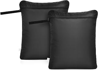 OTraki 2 Pieces Wet Clothes Bag 50 x 60 cm Reusable with Zip Waterproof Storage Bag with Washing Machine Wet Bag for Travel, Dry and Wet Fabric for Swimming Pool, Gym, Baby, Diapers