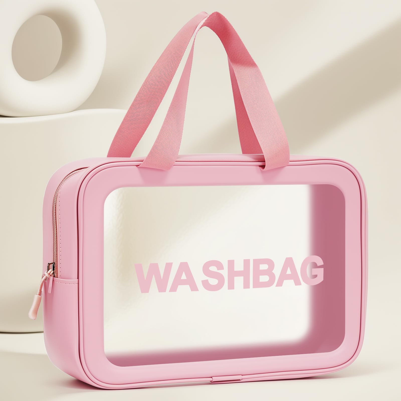 Women Travel Toiletry Bag Transparent PU Leather Large Capacity Waterproof Stora