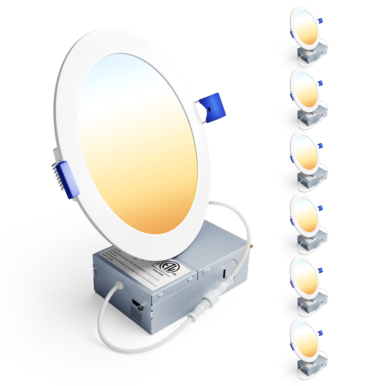 Ensenior 6 Pack 6 Inch LED Recessed Light, 5CCT Dimmable Canless Wafer | 2700K-5