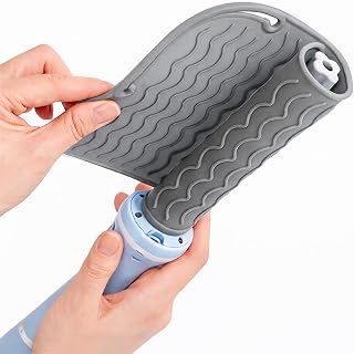 Wrap & Store 2 in 1 Silicone Heat Mat for Hair Tools 9 x 6.6 Inch Non-Slip Heat Mat for Hot Styling Tools Portable Travel Use Grey