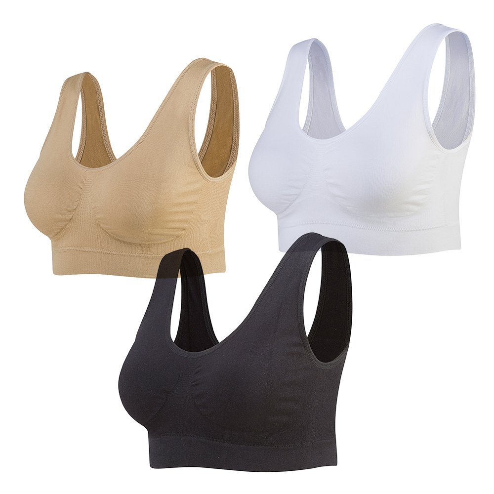 Lemef women's seamless sports bra with multi-coloured feel-good cups