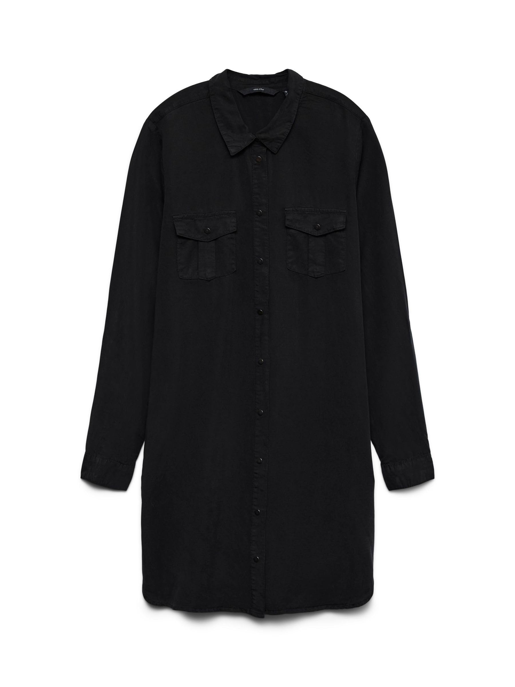 VERO MODA Soft Fabric Shirt with Side Welt Pockets and Clip Buttons on the Front