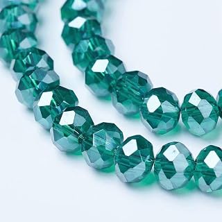 10 Strands Dark Cyan Clear Electroplated Glass Beads Crystal Faceted Spacer Loose Beads for DIY Jewelry Making Bracelet Necklace Crafts
