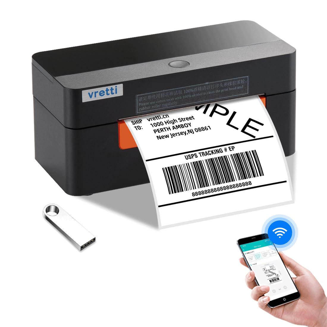 vretti WiFi Thermal Label Printer, Self-Adhesive Labels 4x6
