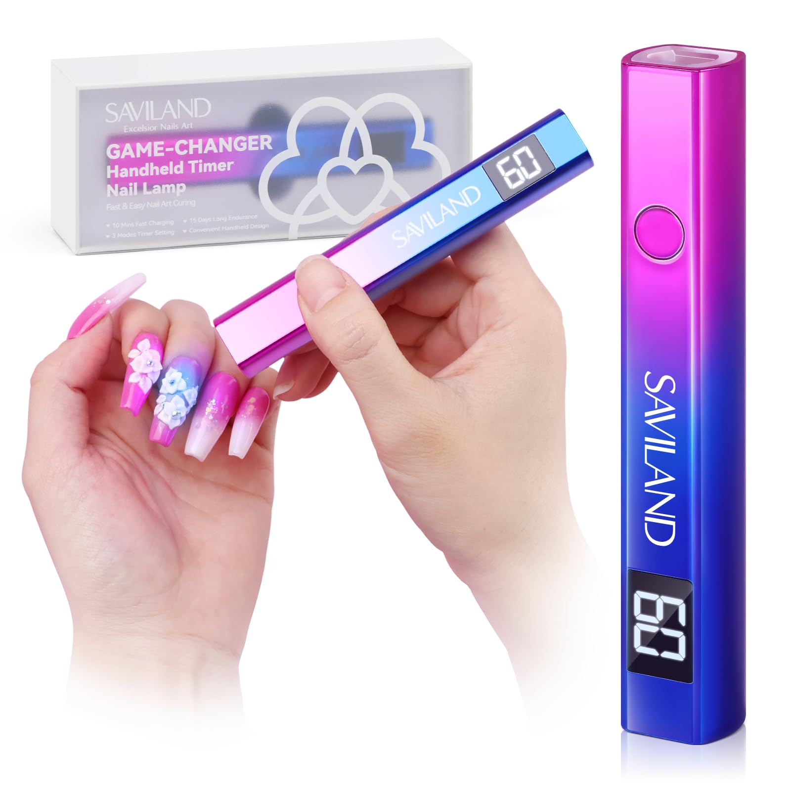 SAVILAND U V Light for Gel Nails, Mini Handheld U V LED Nail Lamp, 12W | 10s Fla
