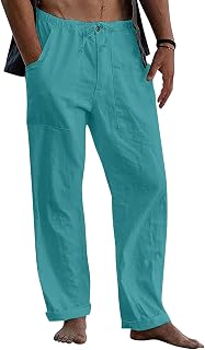 Men's Linen Trousers, Summer Long Casual Pants VDD673