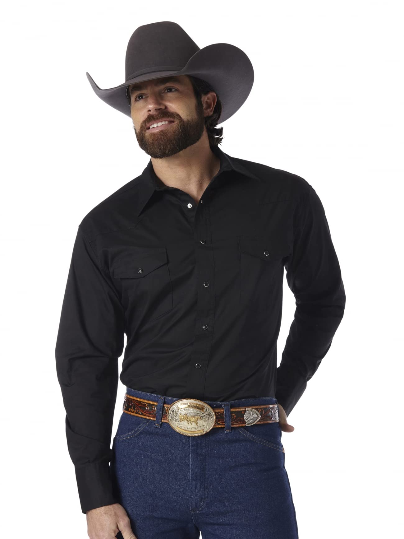 Wrangler Men's Authentic Cowboy Cut Work Western Long-Sleeve Firm Finish Shirt