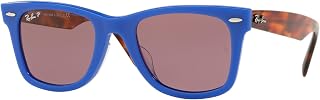 Ray-Ban Rb2140F Wayfarer Occhiali da sole asiatici Fit, Blu/Viola polarizzata