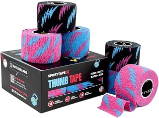 SPORTTAPE 6 Rolls Weightlifting Thumb Tape, 3.8cm - Hook Grip & Cross Fit