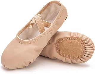 RoseMoli Ballet Shoes for Girls/Toddlers/Kids/Women, Leather Yoga Shoes/Ballet Slippers for Dancing