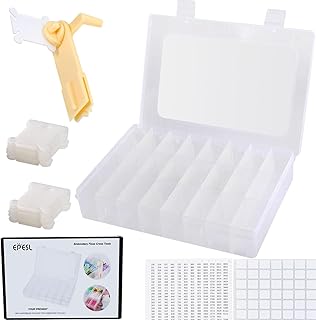 Embroidery Floss Organizer, Cross Stitch Thread Storage Box Tools - Bobbin Winder, 1 Removable 24 Compartments with 40 Hard Plastic Floss Bobbins and Stickers for Craft DIY Embroidery Sewing Storage