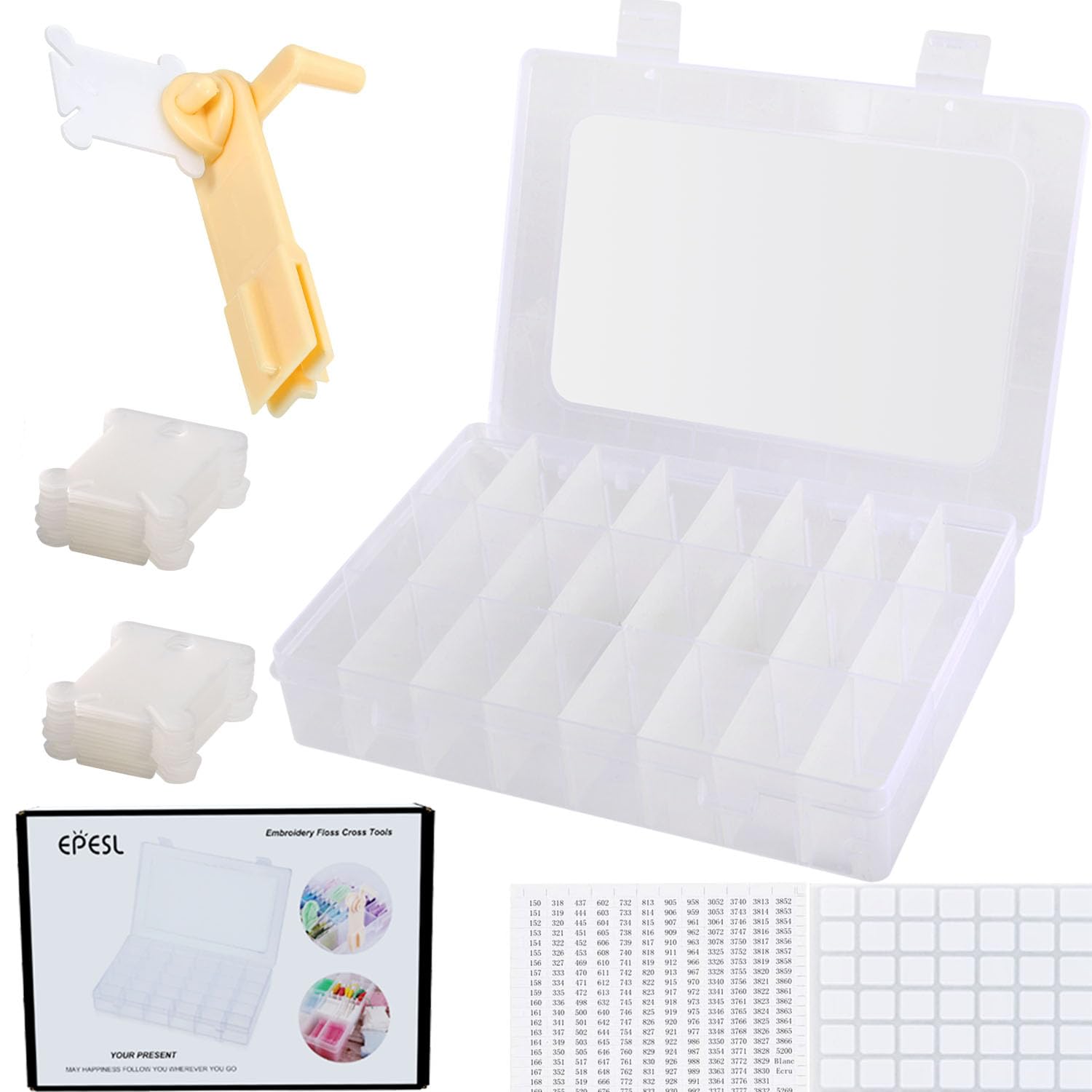 Embroidery Floss Organizer, Cross Stitch Thread Storage Box Tools - Bobbin Winde