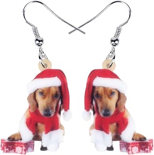 Christmas Dachshund Dangle Earrings for Women Festival Accessories Gifts